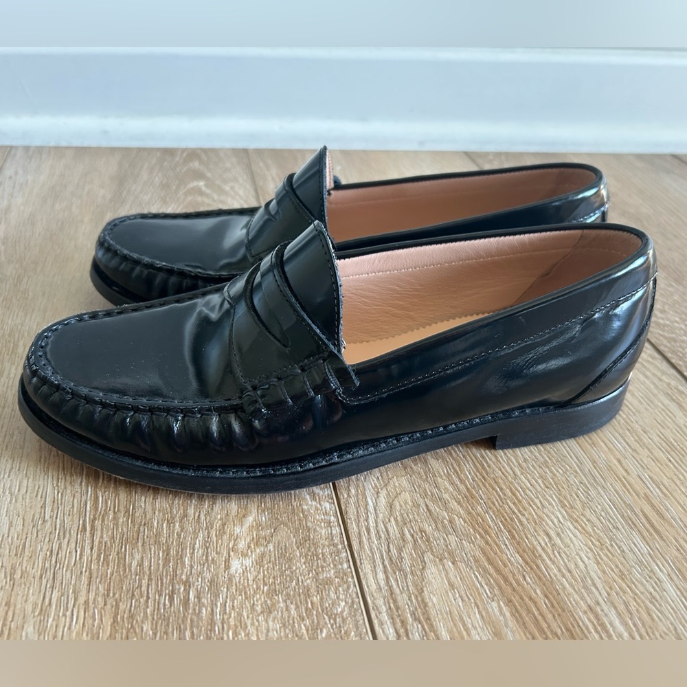 J. Crew Black Leather Penny Loafers Slip-On - Picture 4 of 10